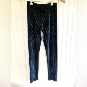 Cozmo kids navy velour leggings with gold polka dots 12Y
